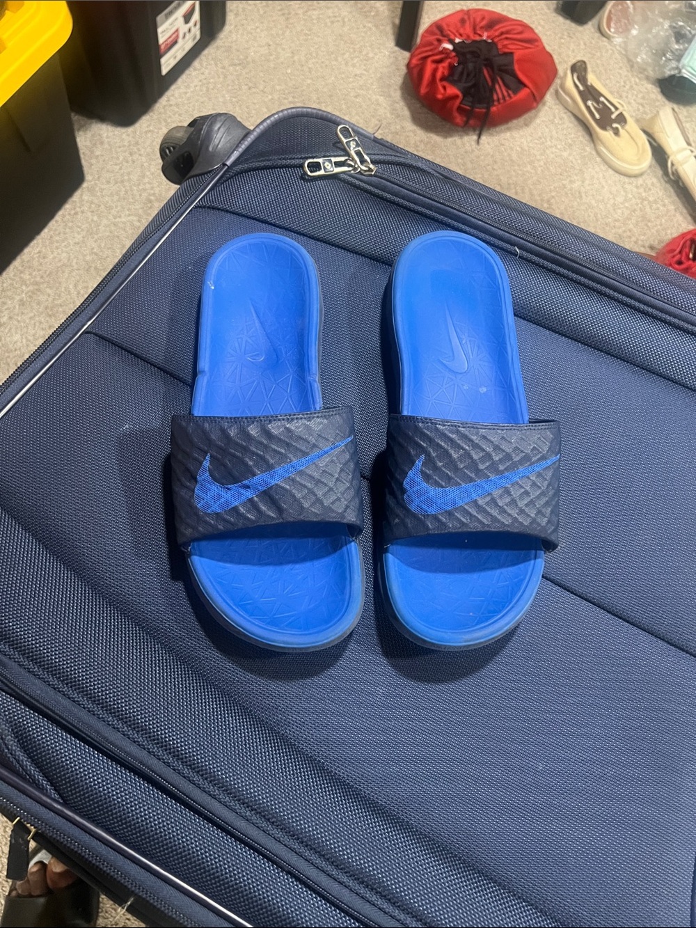 Nike Blue and Black Adjustable Slide Sandals
